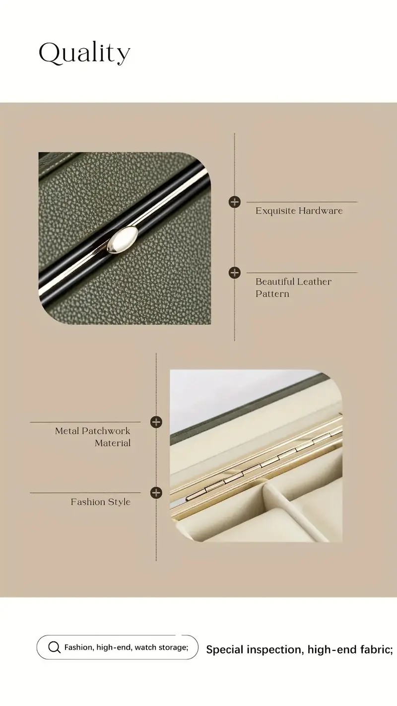Luxury transparent-lid watch box with 6 fabric-lined compartments, portable and shockproof design, suitable for both men and women. Ideal for home, travel, or β image 4