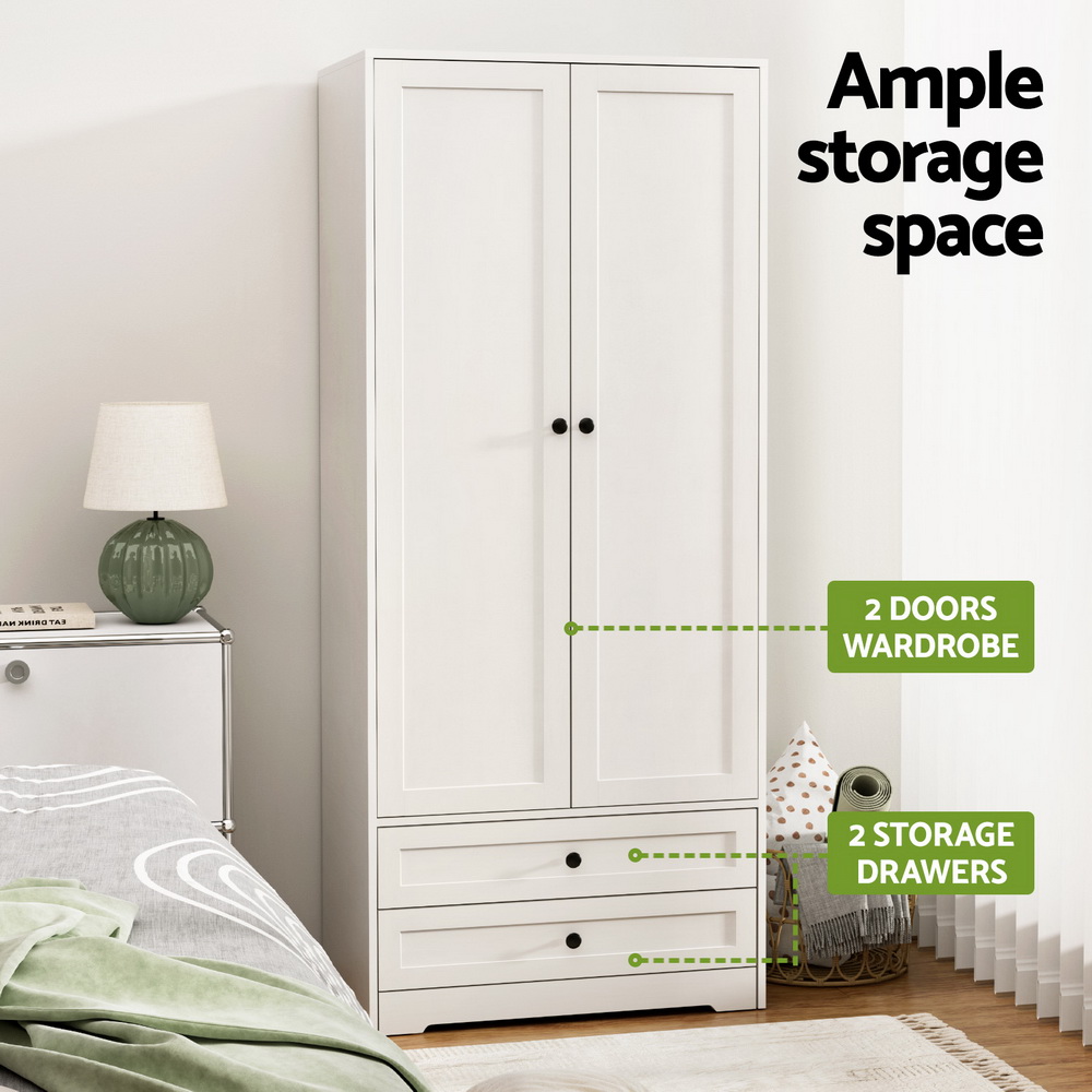 Artiss Wardrobe Clothes Closet Storage Organizer with 2 Doors White — image 5