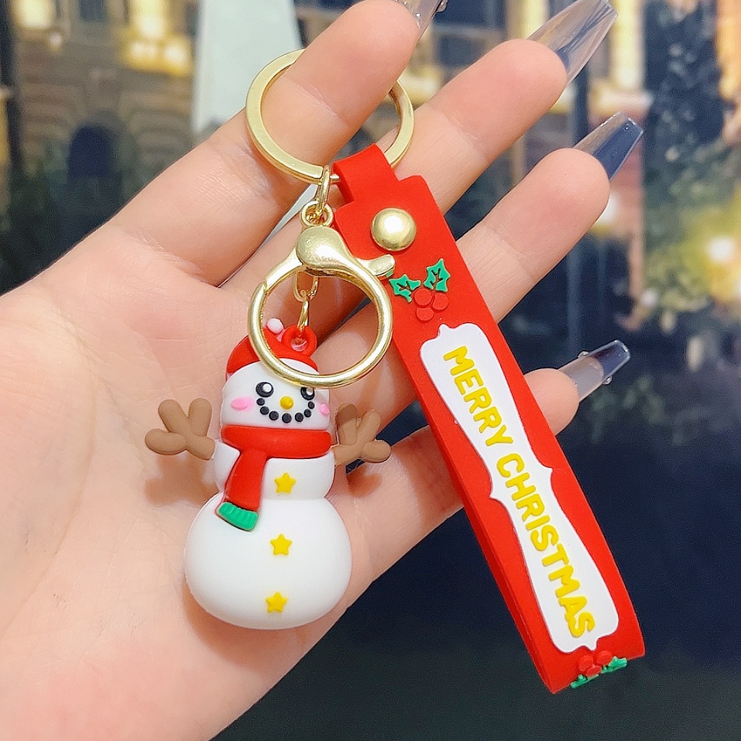 6PCS Christmas Silicone Keychain Cute Santa Snowman Bag Charm Festive Keyring for Kris Kringle Gifts — image 5