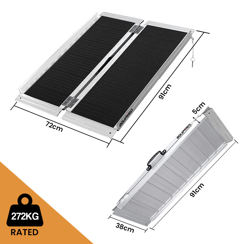 EQUIPMED 91cm Portable Folding Aluminium Access Ramp, 272kg Rated, Black Ultra-Grip, Mobility Scooter โ image 5