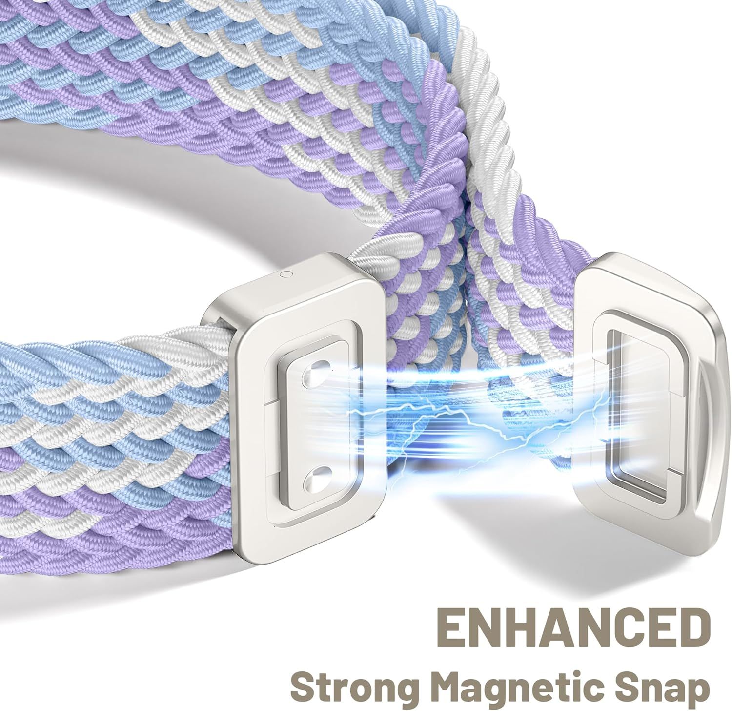 Magnetic Braided Band Compatible with Samsung Galaxy Watch 8 Band 40mm 44mm/Galaxy Watch 8 Classic 46mm Women Men, Stretchy Nylon Fabric Sport Strap — image 4