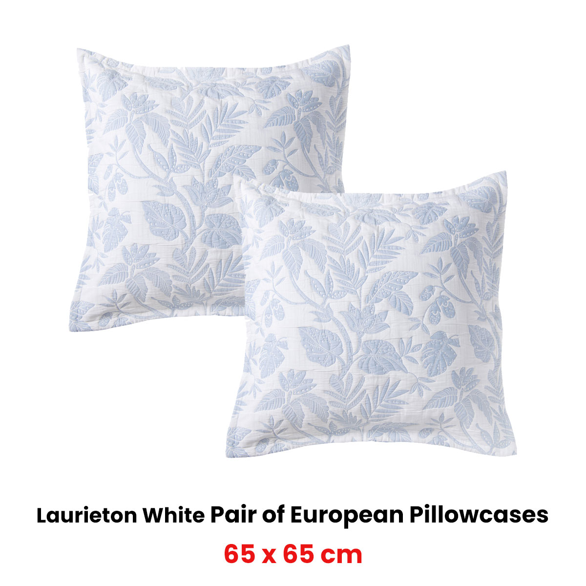Bianca Pair of Laurieton White European Pillowcases 65 x 65cm โ image 2