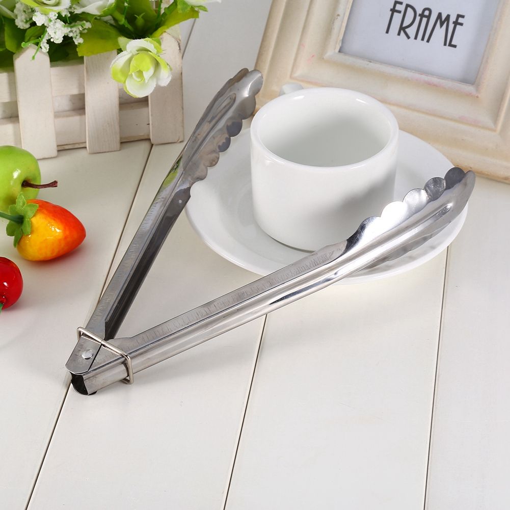 9" Stainless Steel BBQ Clip Buffet Food Tongs Bread Steak Kitchen Serving Clamp Tools โ image 5