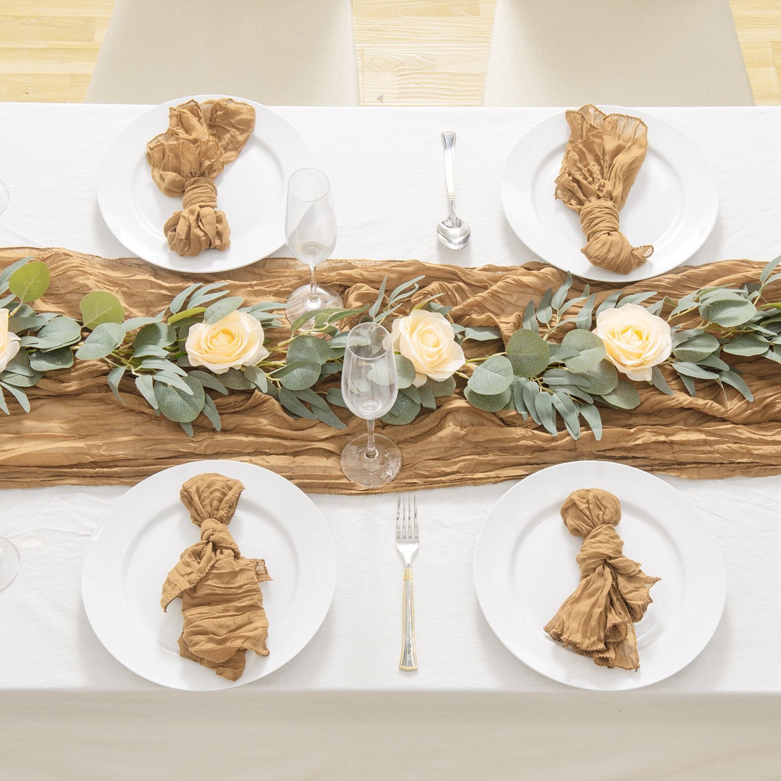 Pleated Cheese Cloth Table Flag Foldable Table Runner for Dining Table โ image 3