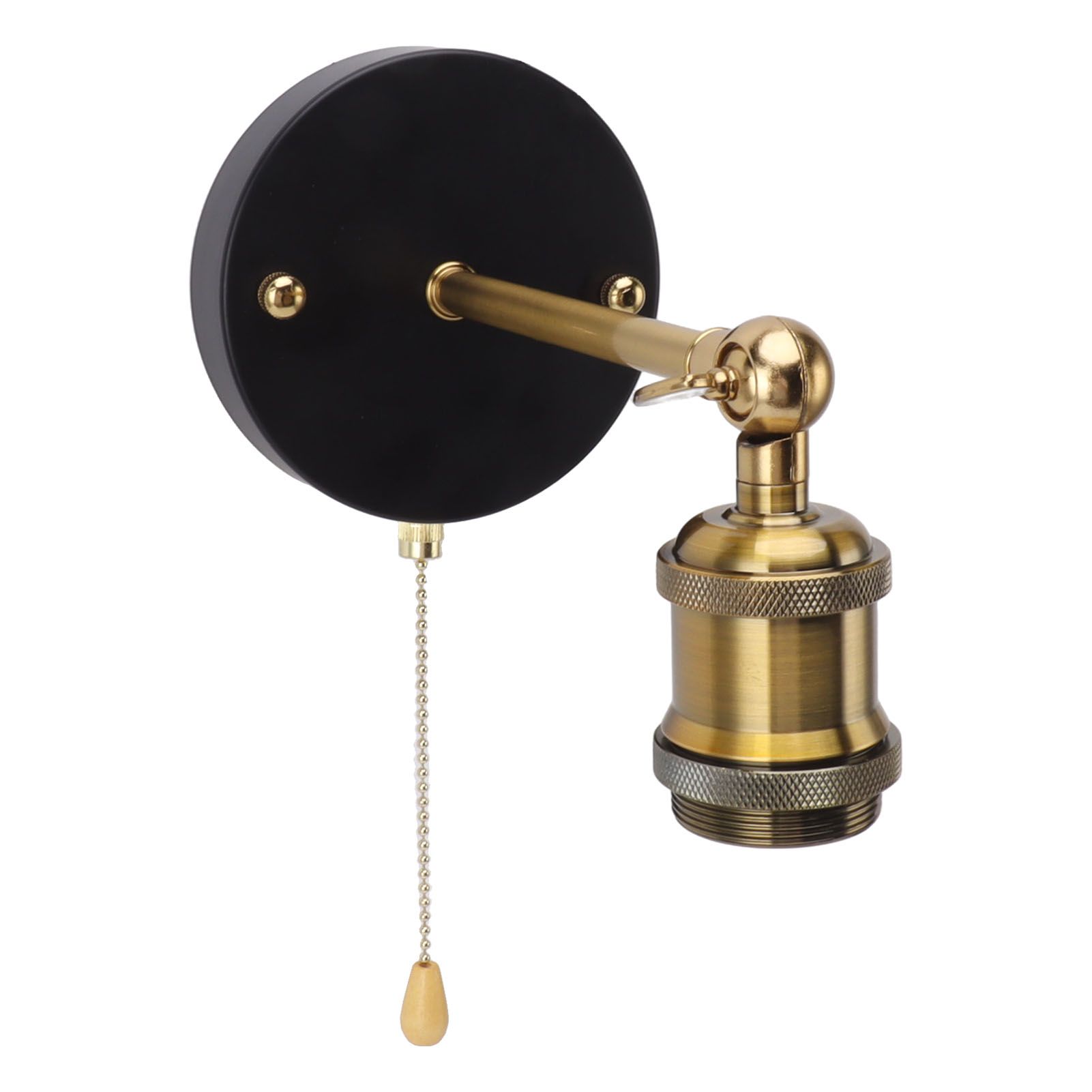 Retro Wall Sconce E27 E26 Iron Adjustable Vintage Wall Mounted Lamp Lighting Fixture Set with Switch for Bedroom Living Room Bar 85‑265V Gold — image 6