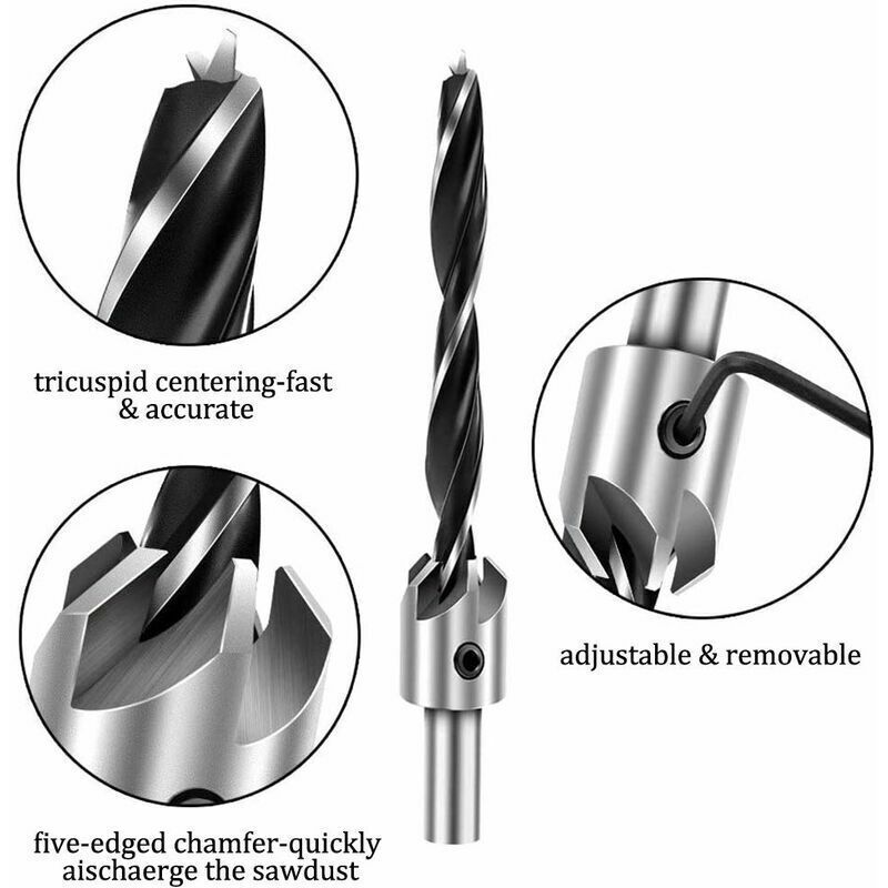 8 Pcs Meche a for Perceuse Wood, Drill Bit with Fraise, 10mm โ image 2
