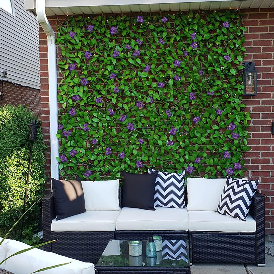 Expandable Fence Privacy Screen for Balcony Patio Outdoor,Decorative Faux Ivy Fencing Panel,Artificial Hedges (Single Sided Leaves) (1, Purple Flowers) — image 6