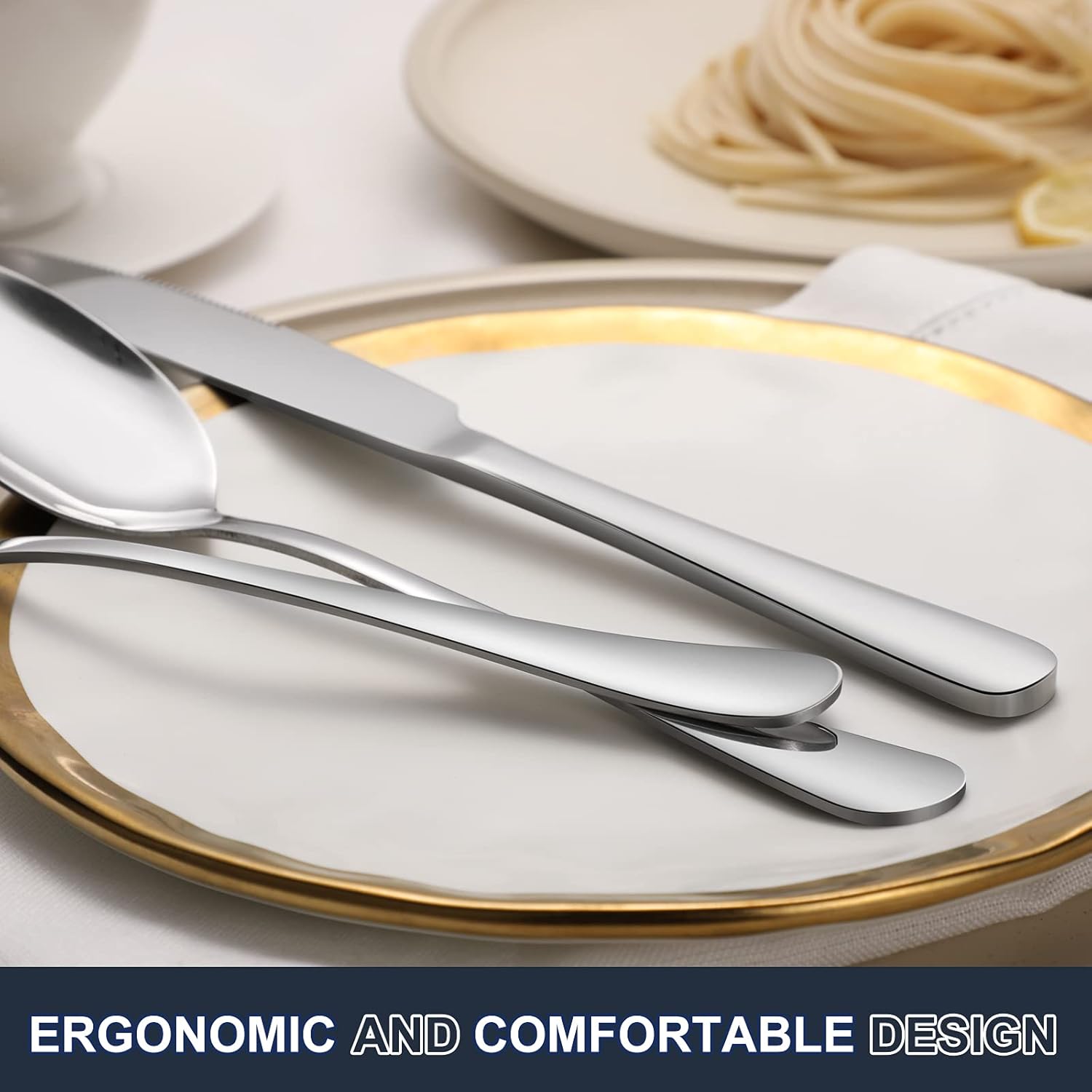 24-piece Forks and Spoons Silverware Set, Food Grade Stainless Steel Flatware Cutlery Set for Home, Kitchen and Restaurant, Mirror Polished, Dishwasher Safe — image 5