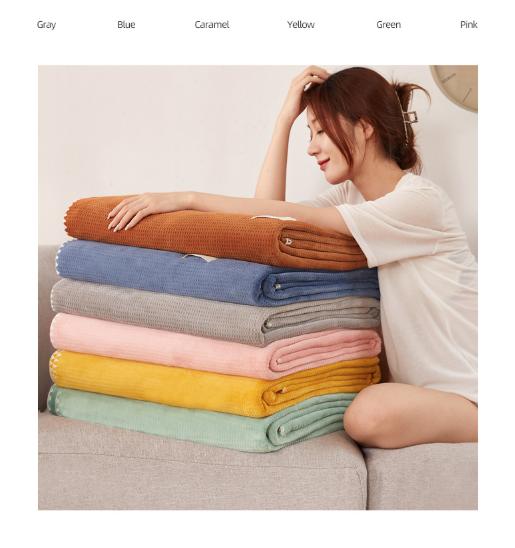 200 × 230CM Blue Ultra-Soft Dual-Sided Waffle & Plush Fleece Blanket - Large Cozy Throw for Bed & Sofa — image 2
