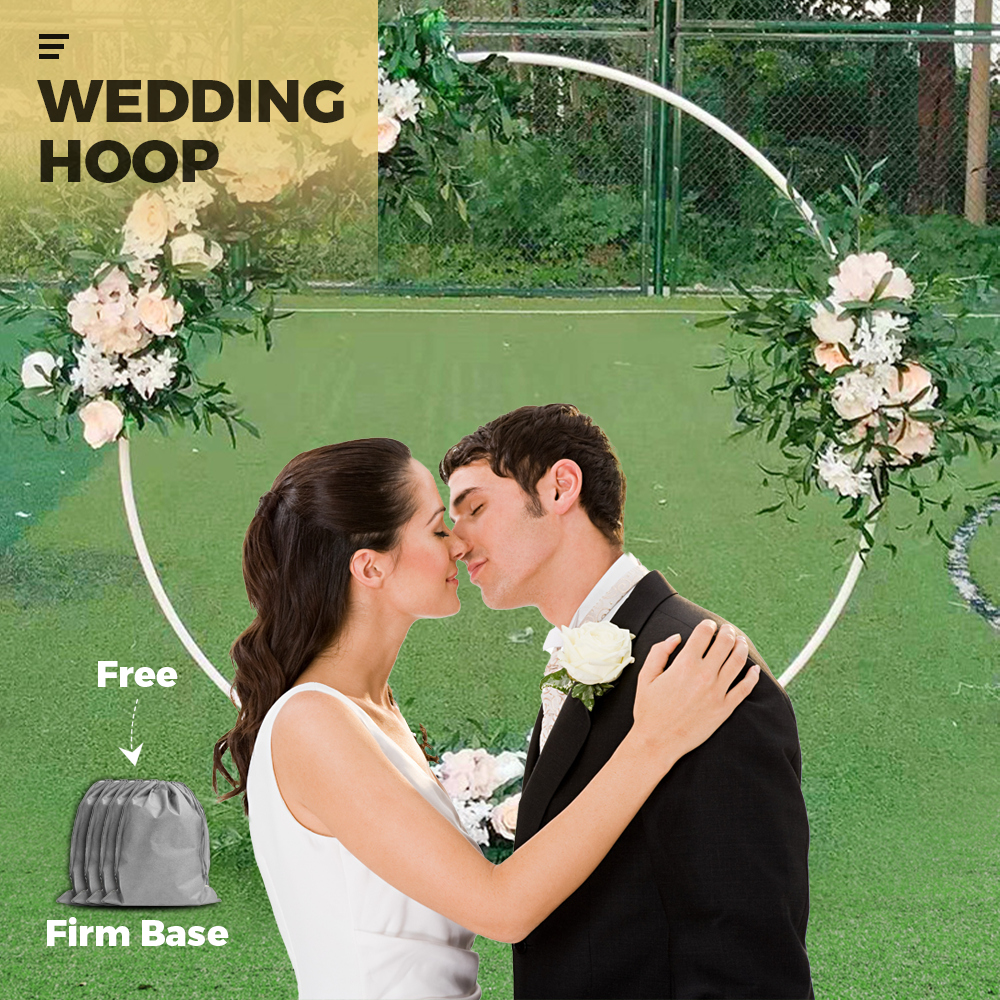 2M White Wedding Hoop Arch Metal Flower Ring Display Frame Balloon Circle Rack Backdrop for Wedding Birthday Party Garden Ceremony Decoration — image 4
