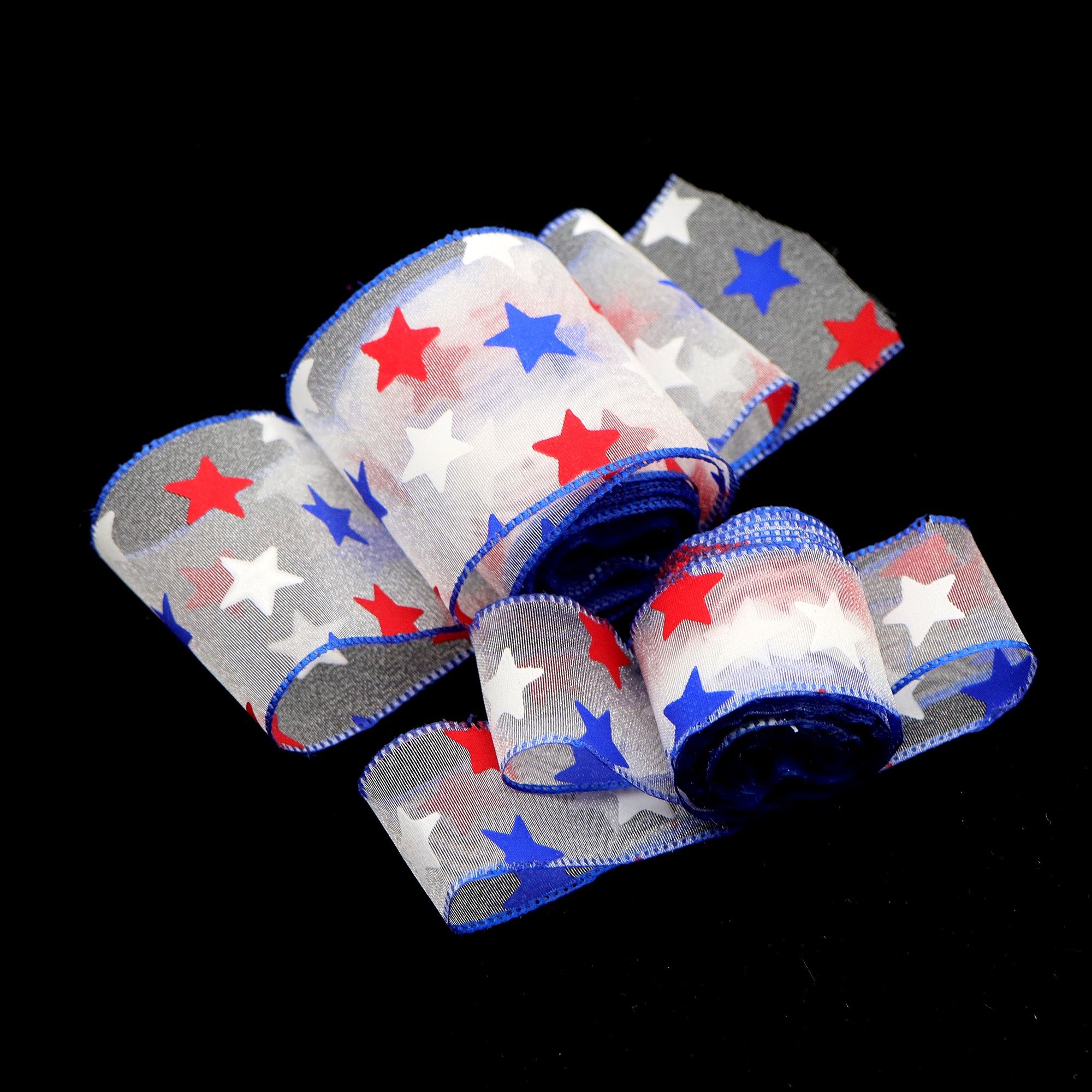 5 Yards/Roll Retro Patriotic Ribbon, Red White Blue Star Organza, Width 38mm, for July 4th Crafts, Wreaths, Bows, Party Decor, Pre-Cut DIY Gifts โ image 5