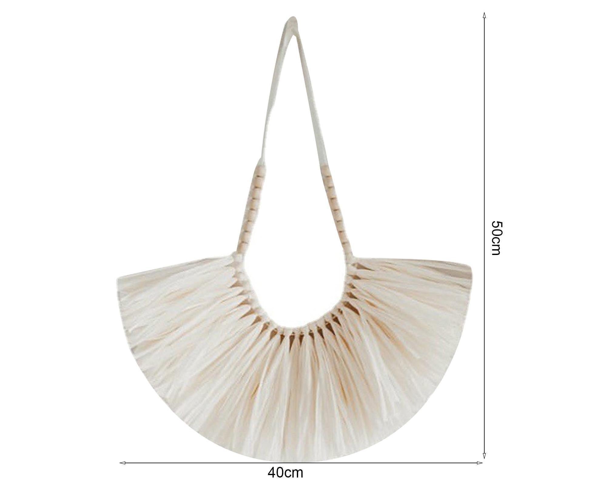 Vintage Handwoven Wall Hanging Wood Beads Elegant Straw Hanging Pendants for Office-Beige โ image 3
