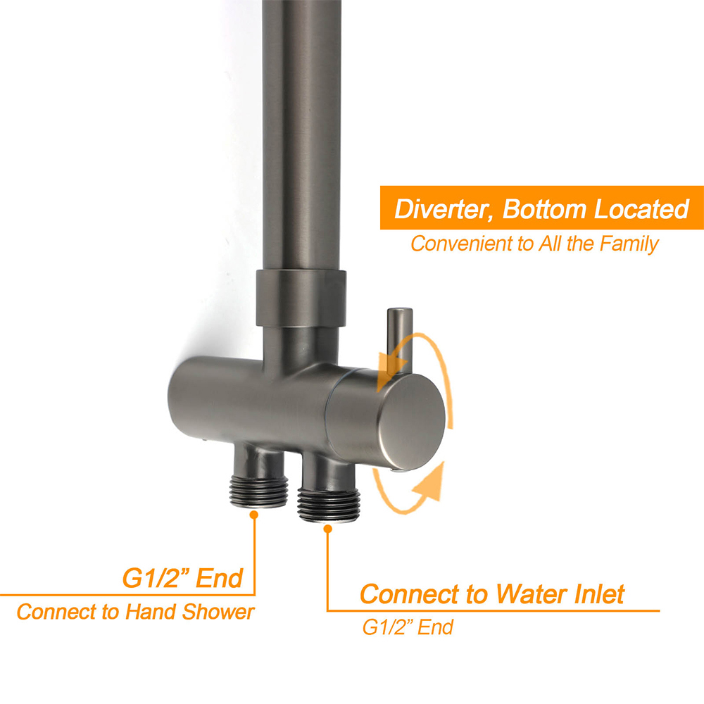 WELS Gun Metal 2in1 Round Shower 10" Rain Head Single Mode Handheld Sliding Rail Twin Taps Set โ image 5