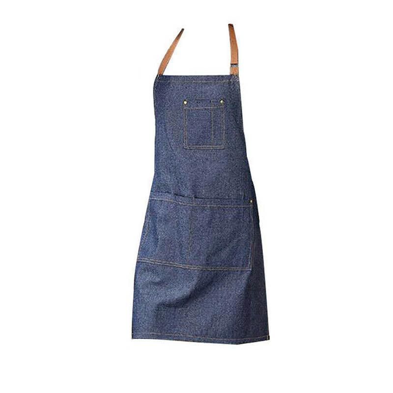 Adjustable Denim Apron Pocket Hanging Neck Cooking Kitchen Baking Bar Cafe Chefs — image 2