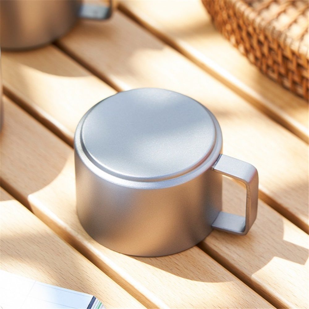 Titanium Double Wall Stacking Mug, Titanium Mug for Camping & Outdoors, Heat-Resistant Handle (100ML) β image 2