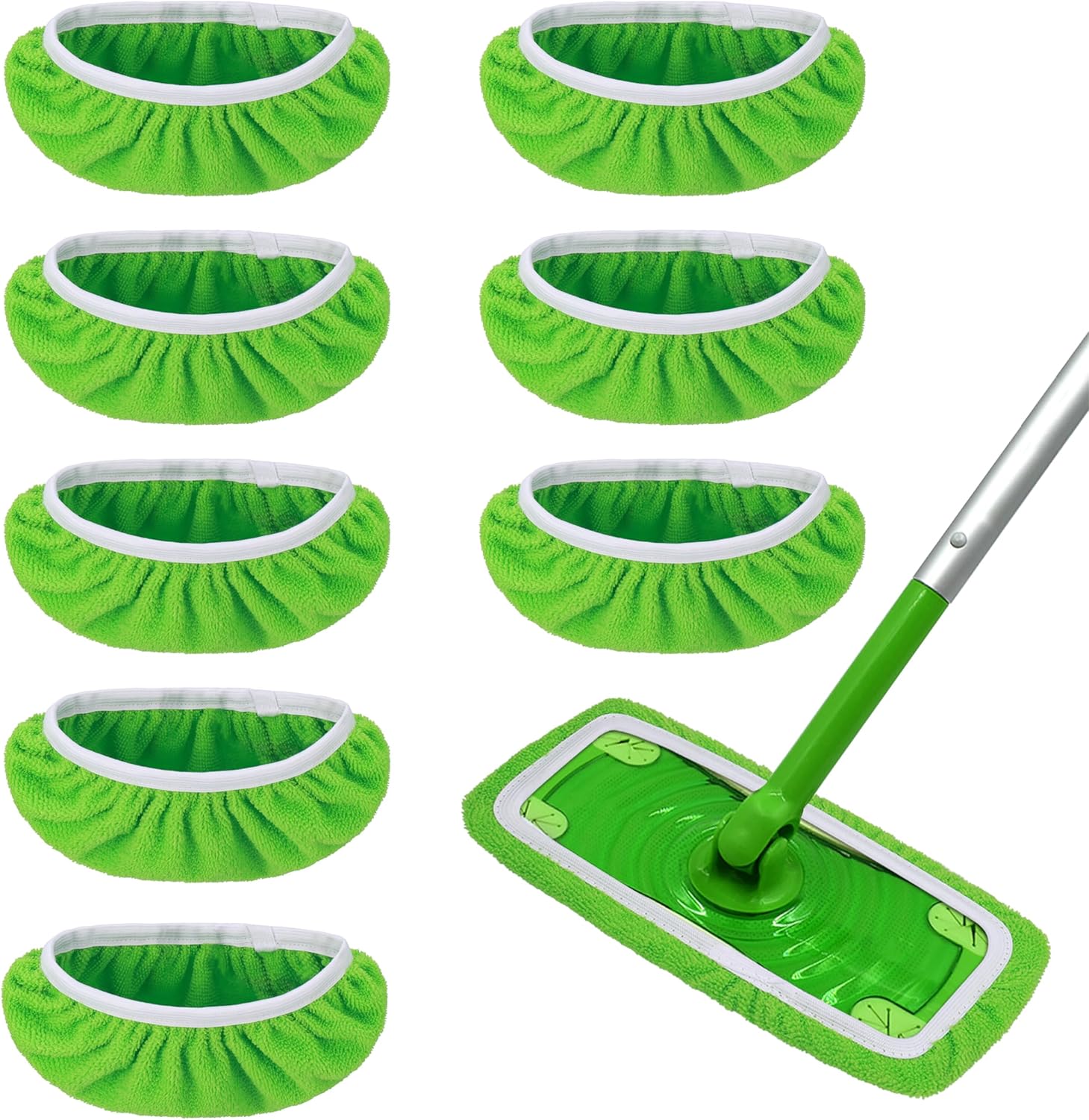 8Pcs Reusable Mop Pads Compatible with Swiffer Sweeper Mop, Dry Sweeping Cloths, Washable Microfiber Wet Mop Pads Refill for Household Cleaning