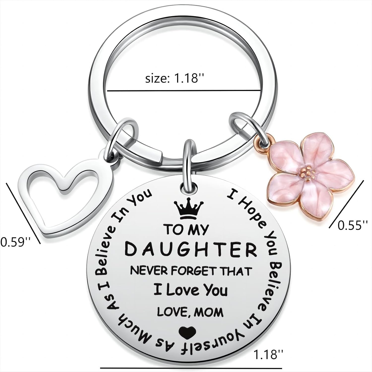 to My Daughter Keychain Gifts, Inspirational Graduation for Daughters from Mom, Sweet 16 18th 21st Birthday I Love You Keychain for Teen Girls — image 5