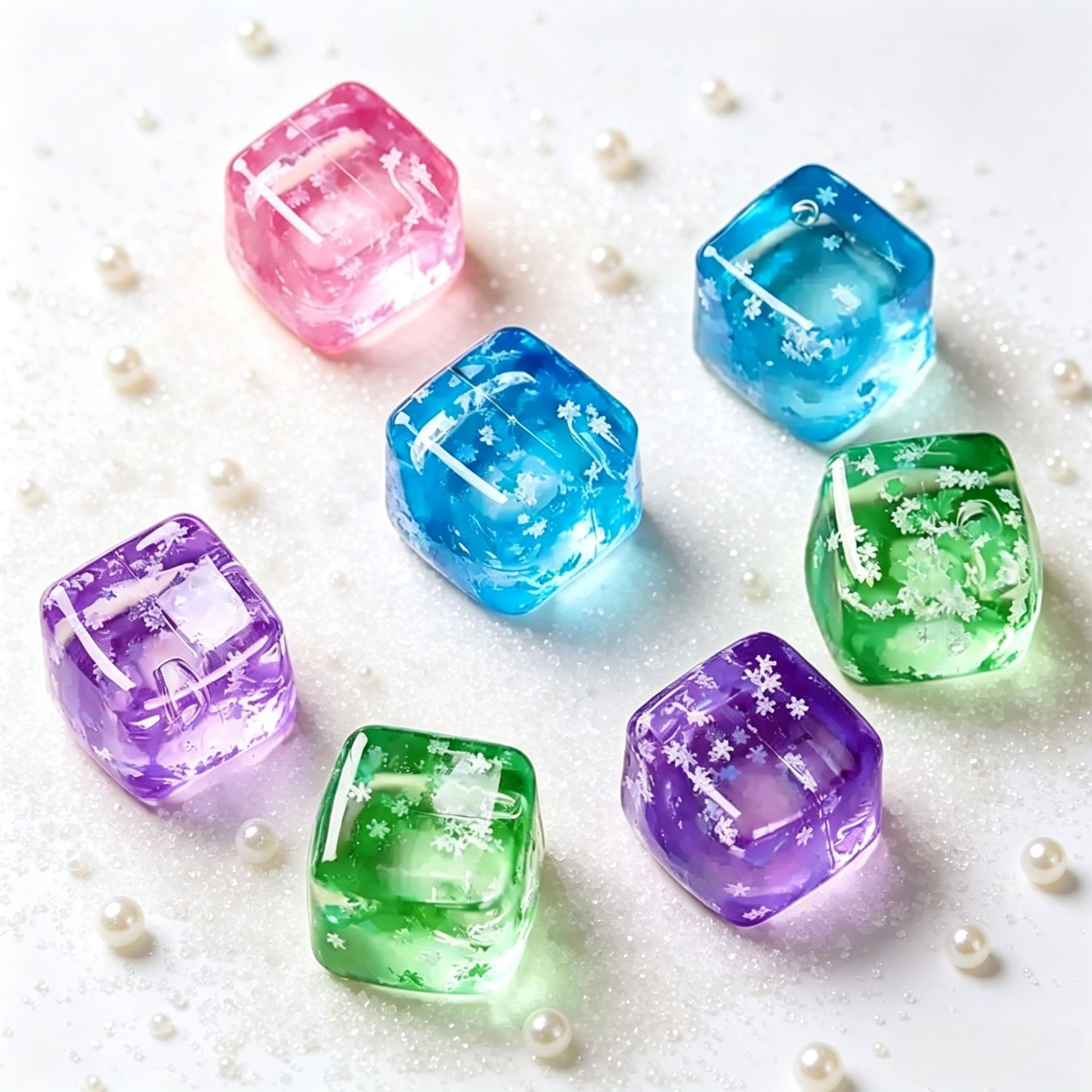 Snowflake Ice Cube Squishy Toy Pink โ image 4
