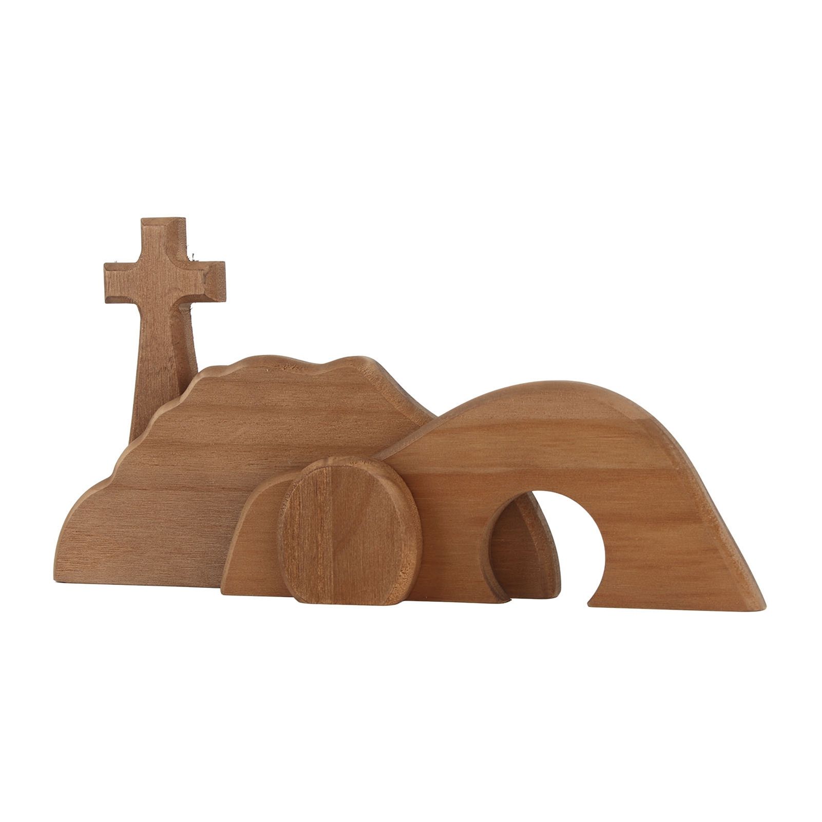 Easter Scene Cross Decoration Wooden Jesus Empty Tomb Statue Easter Cross Figurine Home Decor — image 4