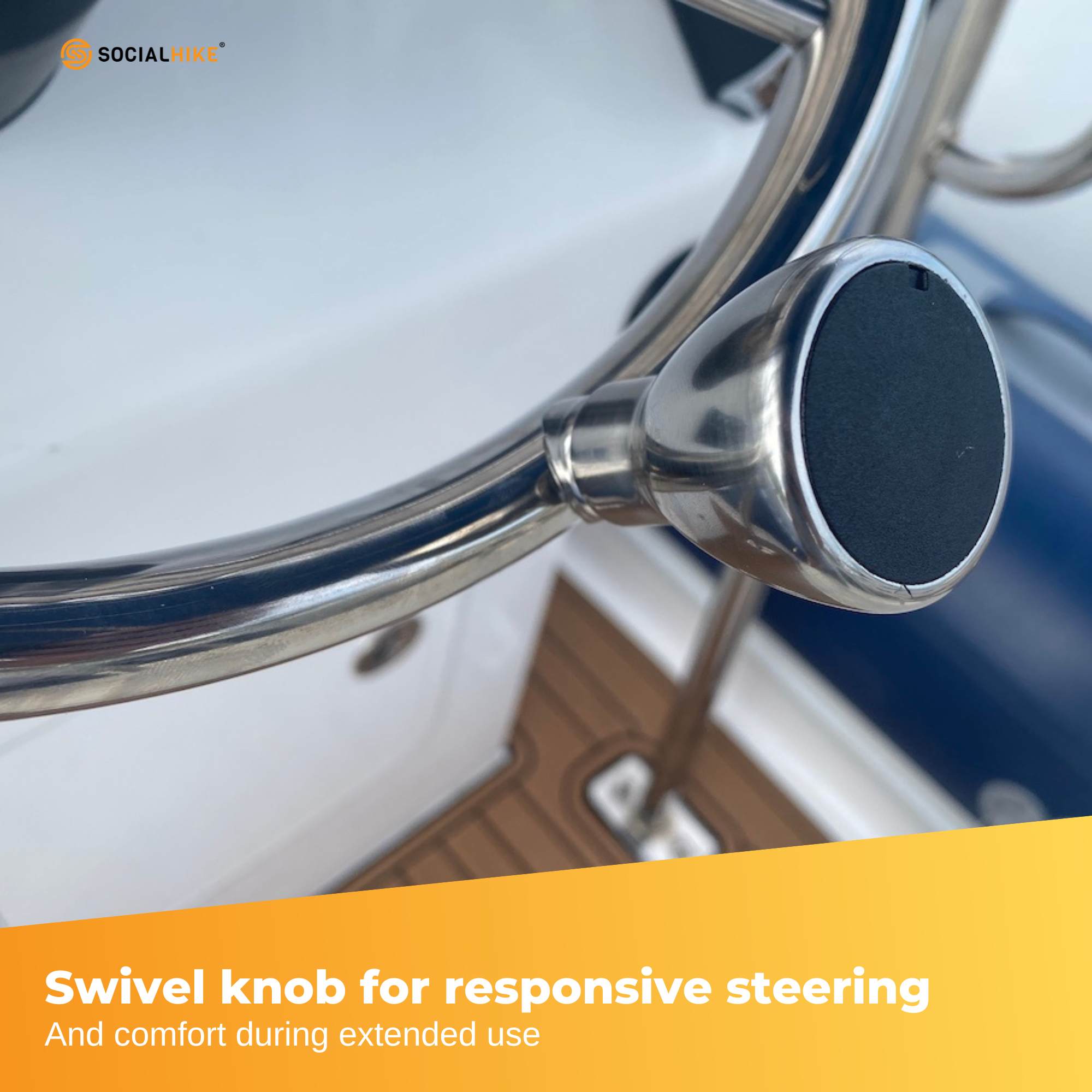 13.5" Boat Stainless Steel Steering Wheel - 5 Spoke with Knob For 3/4" Shaft — image 6