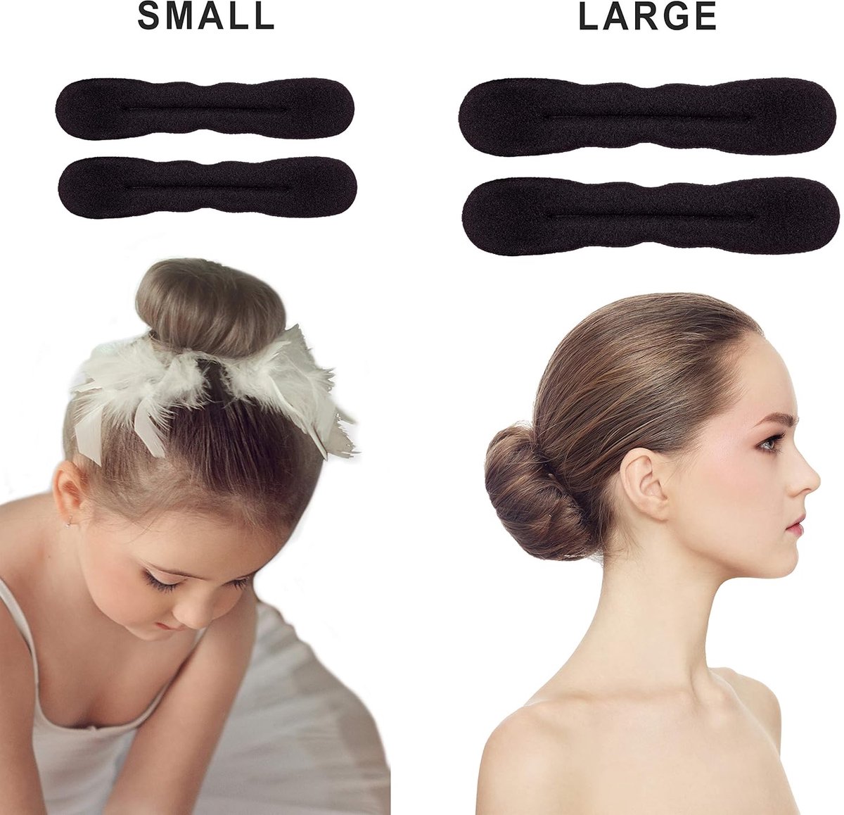 Magic Foam Mushrooms 4-piece – Black, for hairstyles (2 small/2 large) — image 2