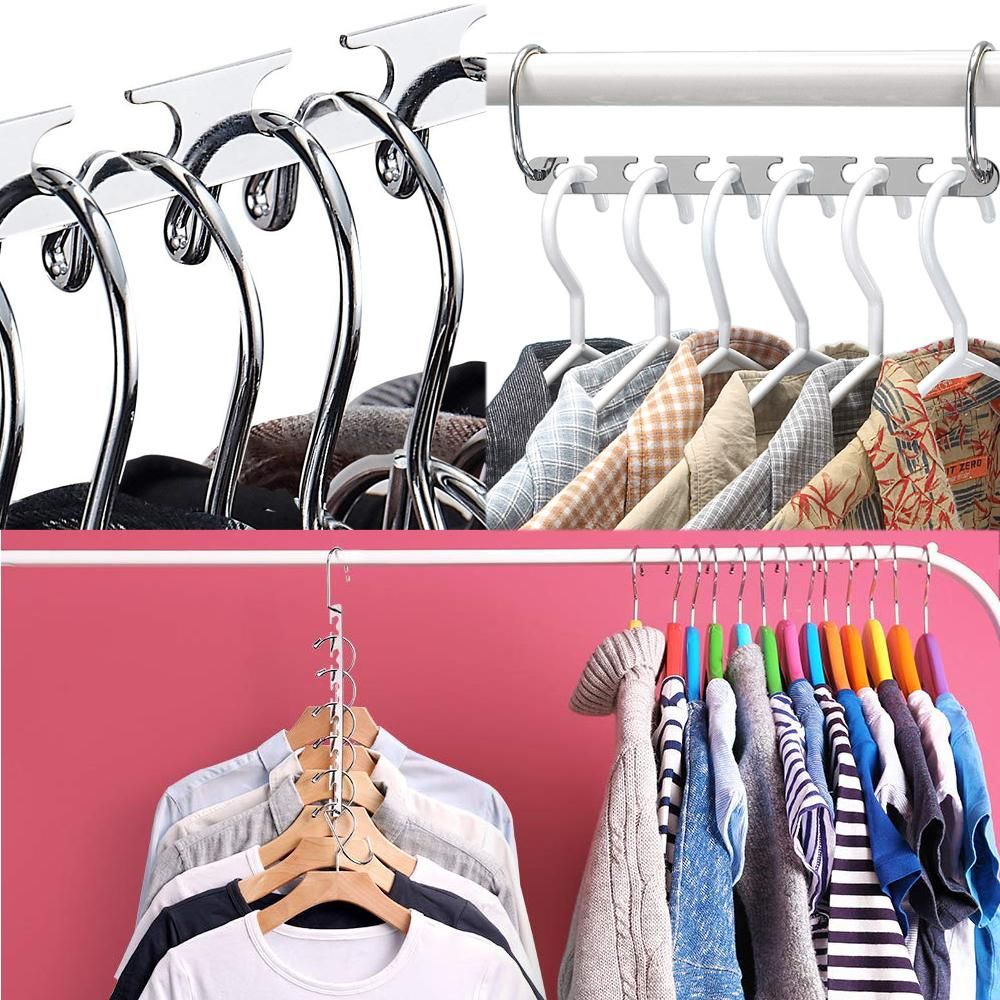 Silver Clothes Hanger Organizer with Connection Hook โ image 2