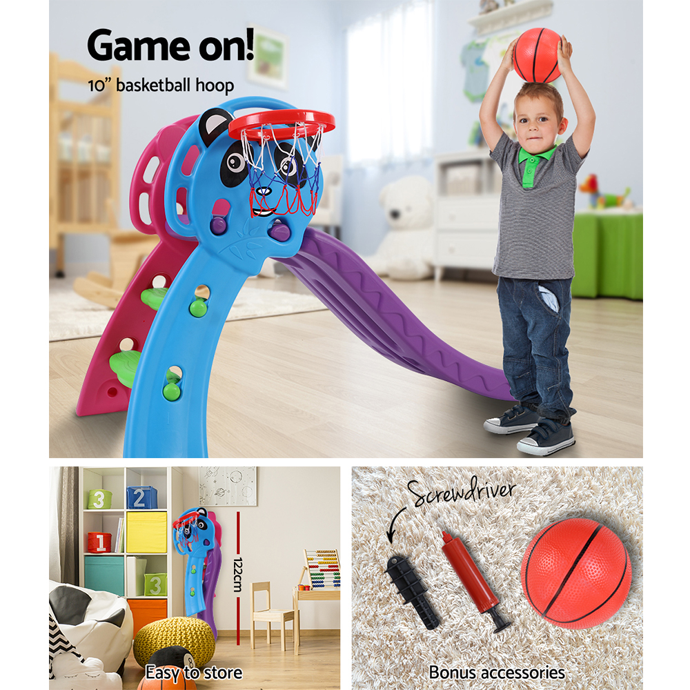 Keezi Kids Slide Set Basketball Hoop Indoor Outdoor Playground Toys 100cm Blue โ image 6