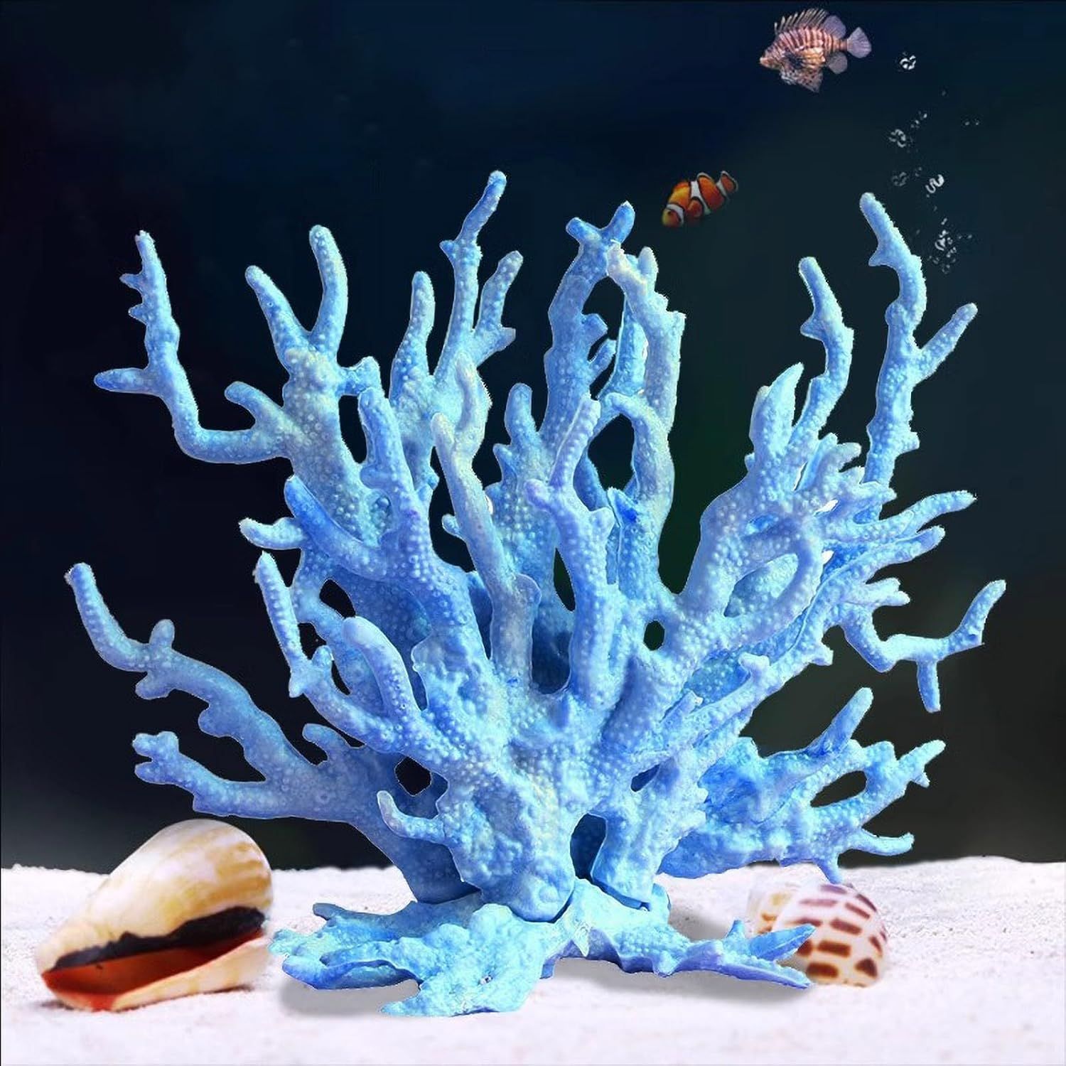 2pcs Artificial Aquarium Coral Ornament Plastic Fish Tank Plants Decoration for Aquarium Landscape (white+blue) — image 3