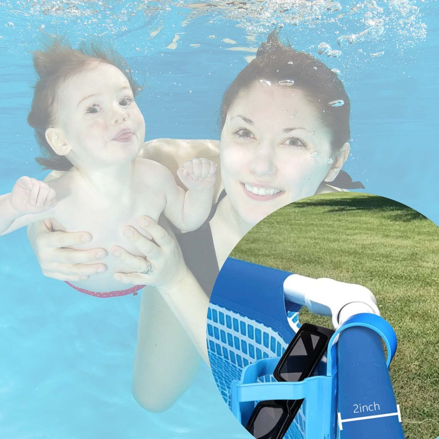 Pool Drink Holder: 4 Pack Pool Cup - above Ground Pool Accessories - Floating Drink Holder for Pool Party Fits 2” or Less (Blue) — image 4