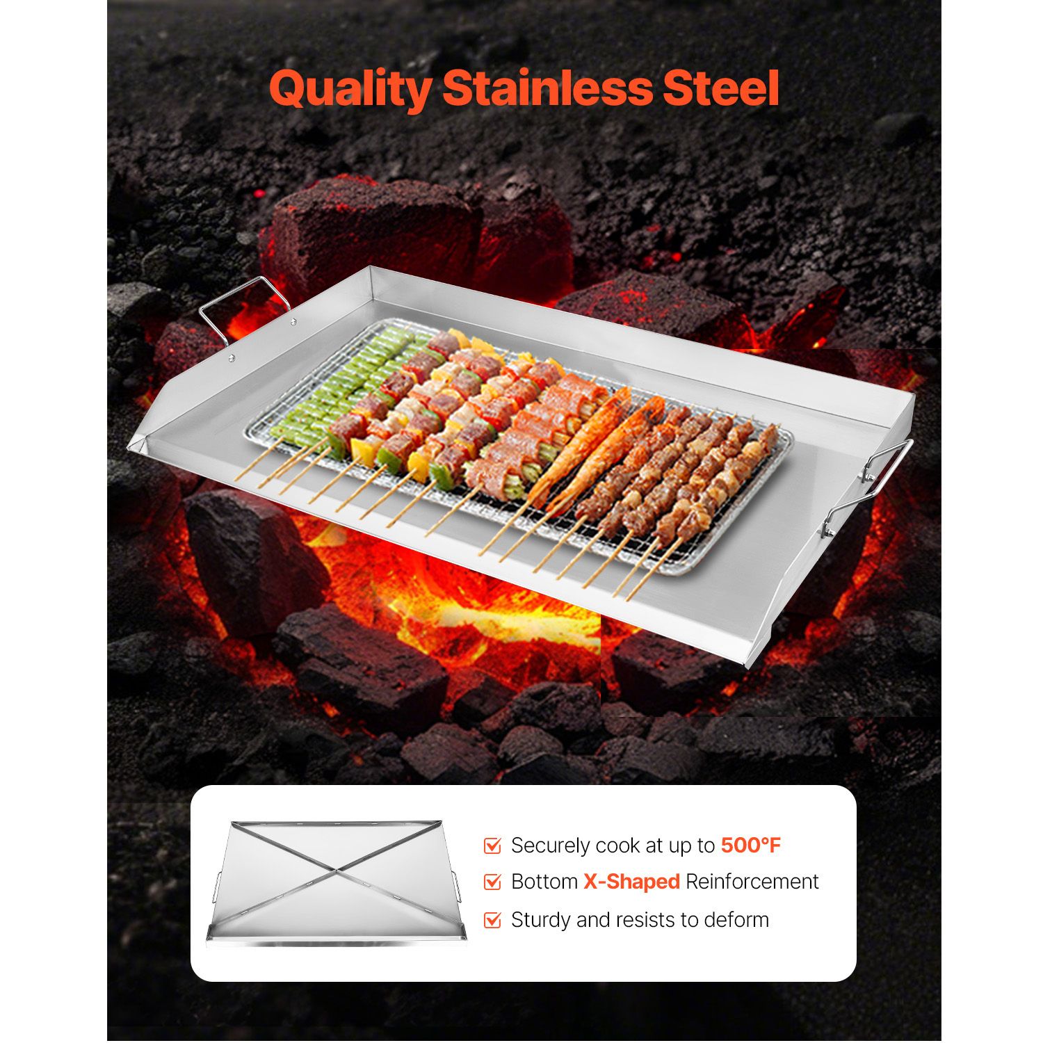 36 × 22 in Flat Top Griddle Stainless Steel Universal BBQ Grill Pan Cookware — image 2