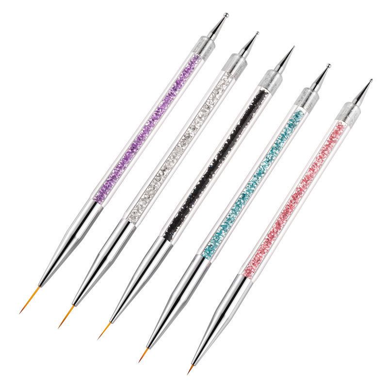 Gel Polish Nail Art Brushes Set-5 Pcs Dual-ended Nail Paint Brushes for Nail Art with Fine Liner Brushes and Dotting Pen — image 5