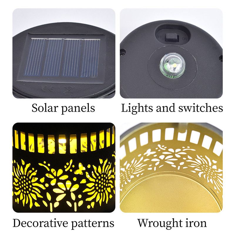 Solar-Powered Wrought Iron Sunflower-Patterned Openwork Projection Light, Courtyard and Garden Mood Light, Outdoor Waterproof Wrought Iron Garden Light, Lawn — image 5