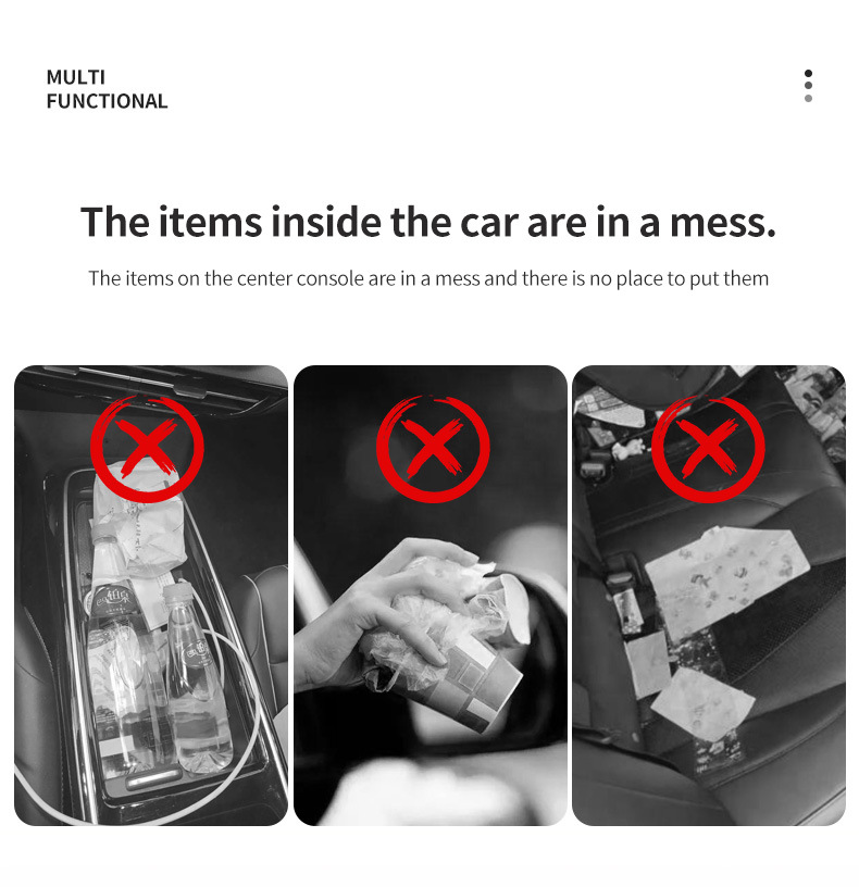 Car Trash Can Hanging Rubbish Bin with Lid Waterproof Leather Vehicle Organiser Storage Box for Door Seat Back Console Grey โ image 3