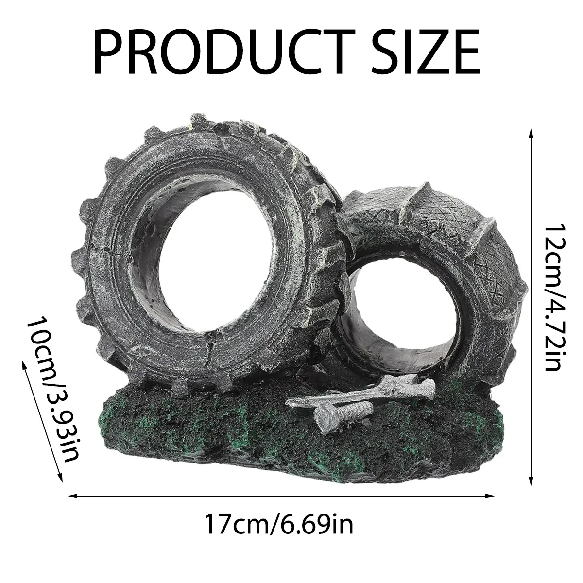 Aquarium Ornament Double Tire Aged Style Decoration for Fish Tank Landscape Home — image 3