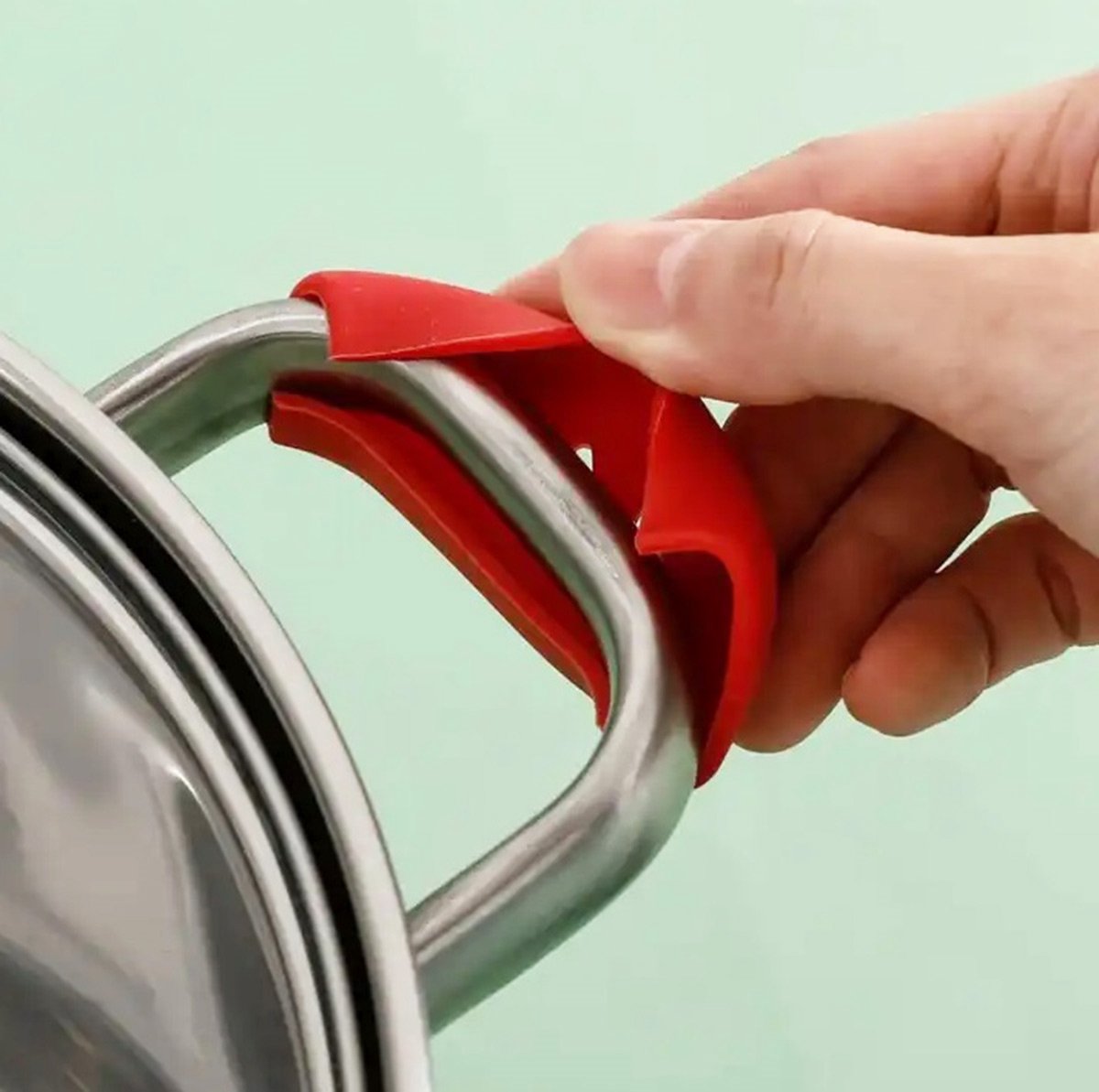 2-Piece Silicone Pot Handle Grips | Prevents Hands from Burning | Heat Resistant and Wear Resistant | Pot Lid Grip | Pan Grip | Extra Grip | Grey — image 4