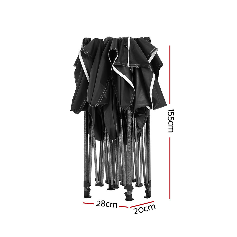 Instahut Gazebo Pop Up Marquee 3x4.5 Folding 500D Wedding Tent Base Pod Black โ image 4