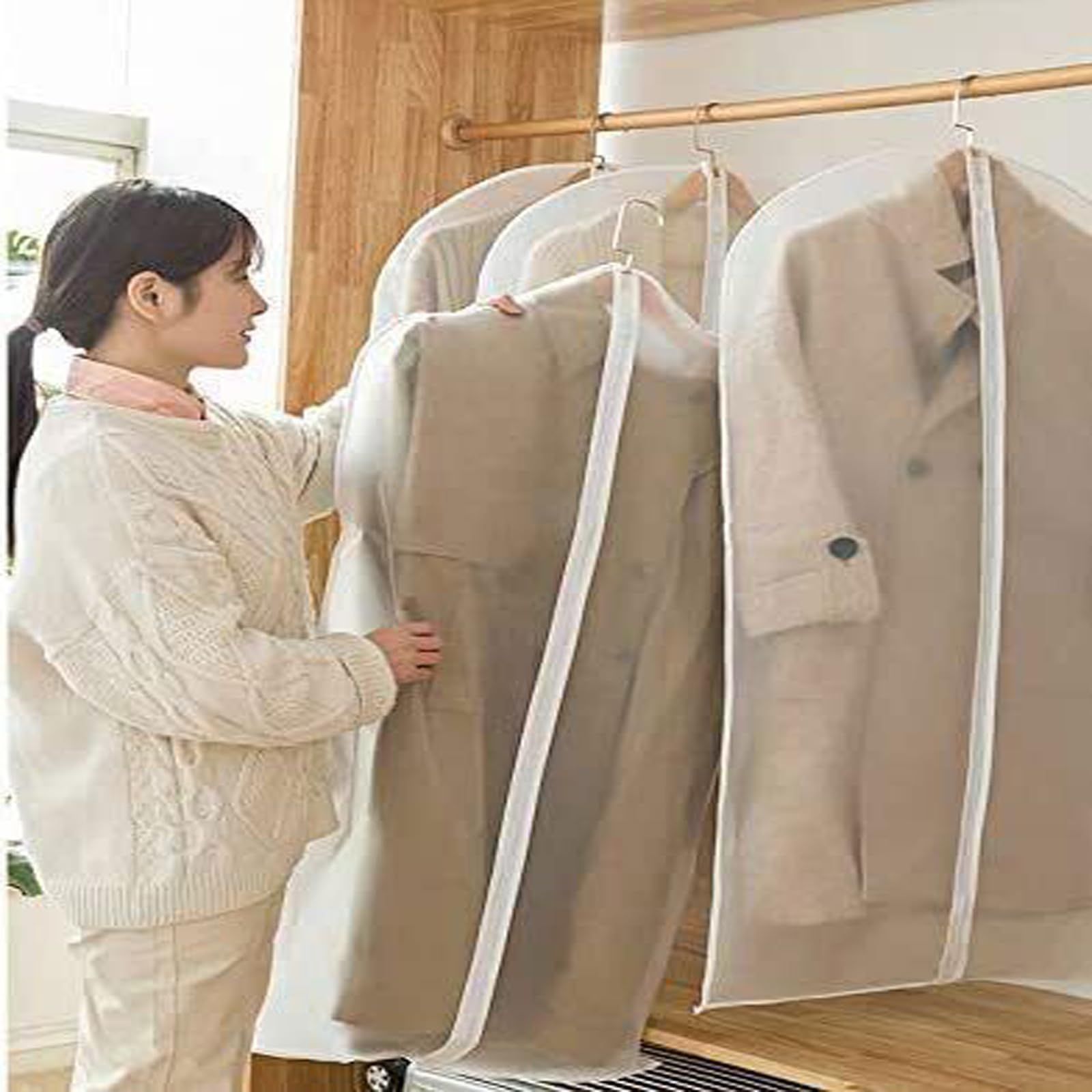 Suit Bags for Closet Storage Hanging Garment Bag 24''X40'' Lightweight Clear Full Zipper Suit Bags (Set of 5) — image 3