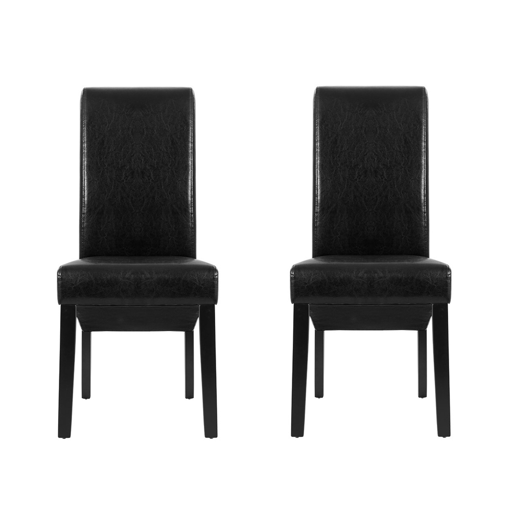 Artiss Dining Chairs Set of 2 Leather Parsons Chair Black — image 3