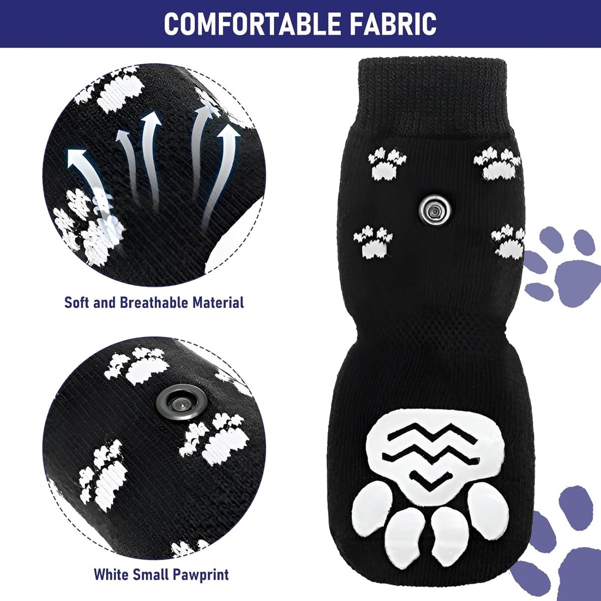 Dog Shoes - Dog Shoe Paw Pads - Non-slip Dog Socks 4-Piece Set - Dog Socks with Adjustable Shoulder Straps - Cotton Dog Socks Suitable for Small and Large Dogs — image 6