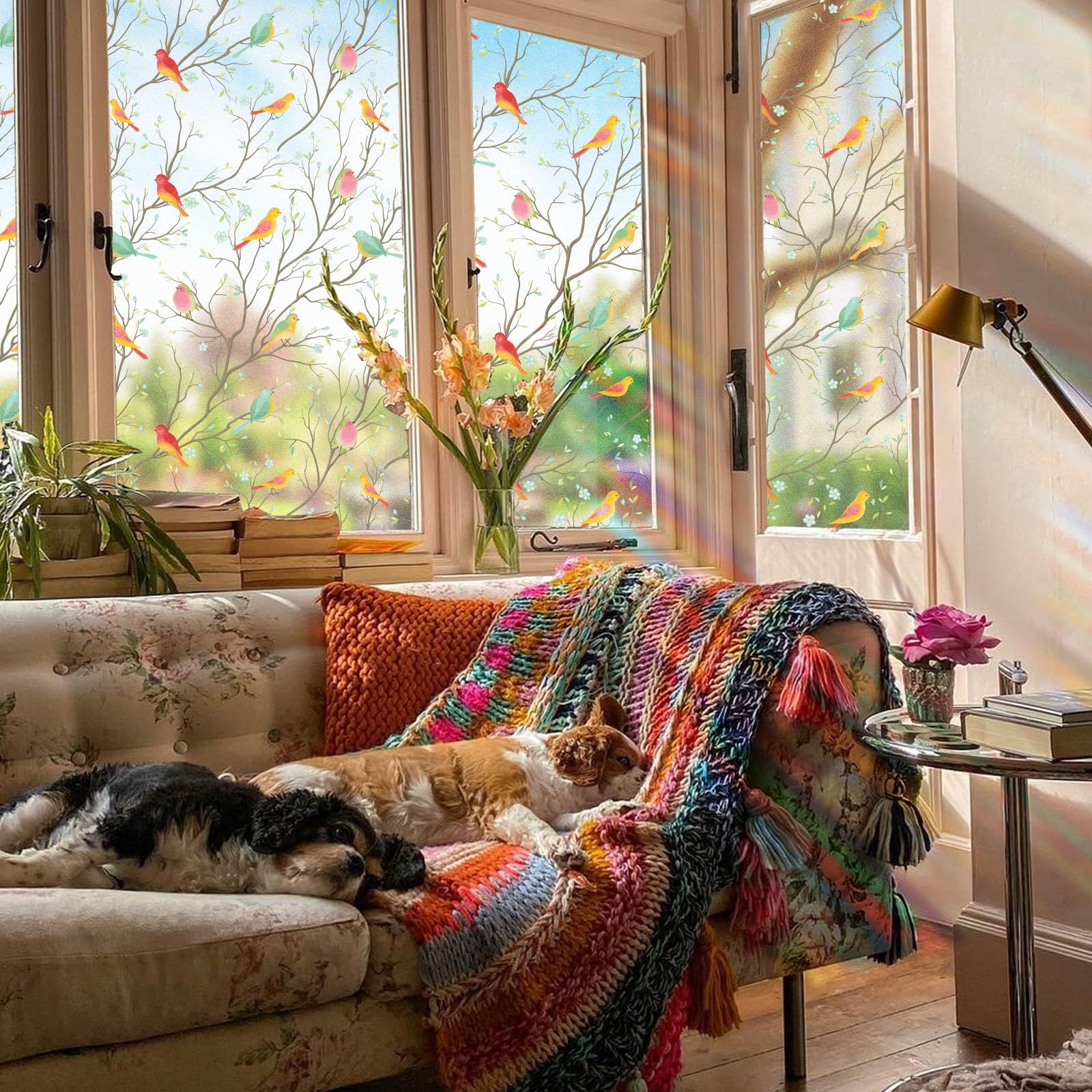 Stained Glass Window Film Non-Adhesive Static Cling Bird Frosted Glass Window Film Heat Control Window Stickers โ image 5