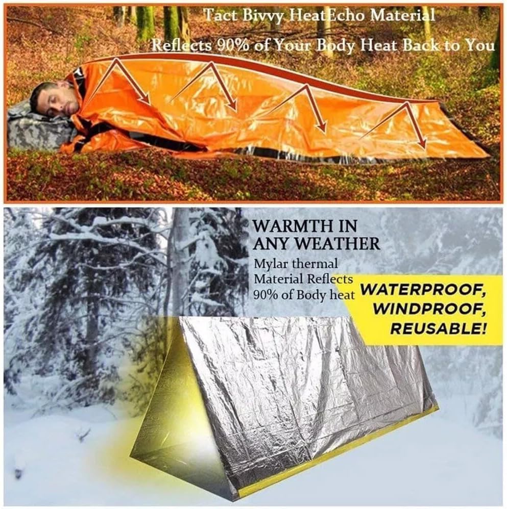 Sierra Madre Emergency Sleeping Bag, 84"X36" Waterproof Sierramadre Emergency Sleeping Bags for Survival, Pocket Size Survival Blanket, Thermal Bivy Sack for — image 2