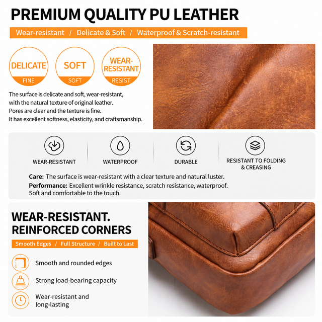 4PCS Black Retro Business Casual Bag Set with Soft PU Leather Messenger Bag, Handbag, Long & Short Wallet - Large Capacity Multi Compartments and Structured — image 2