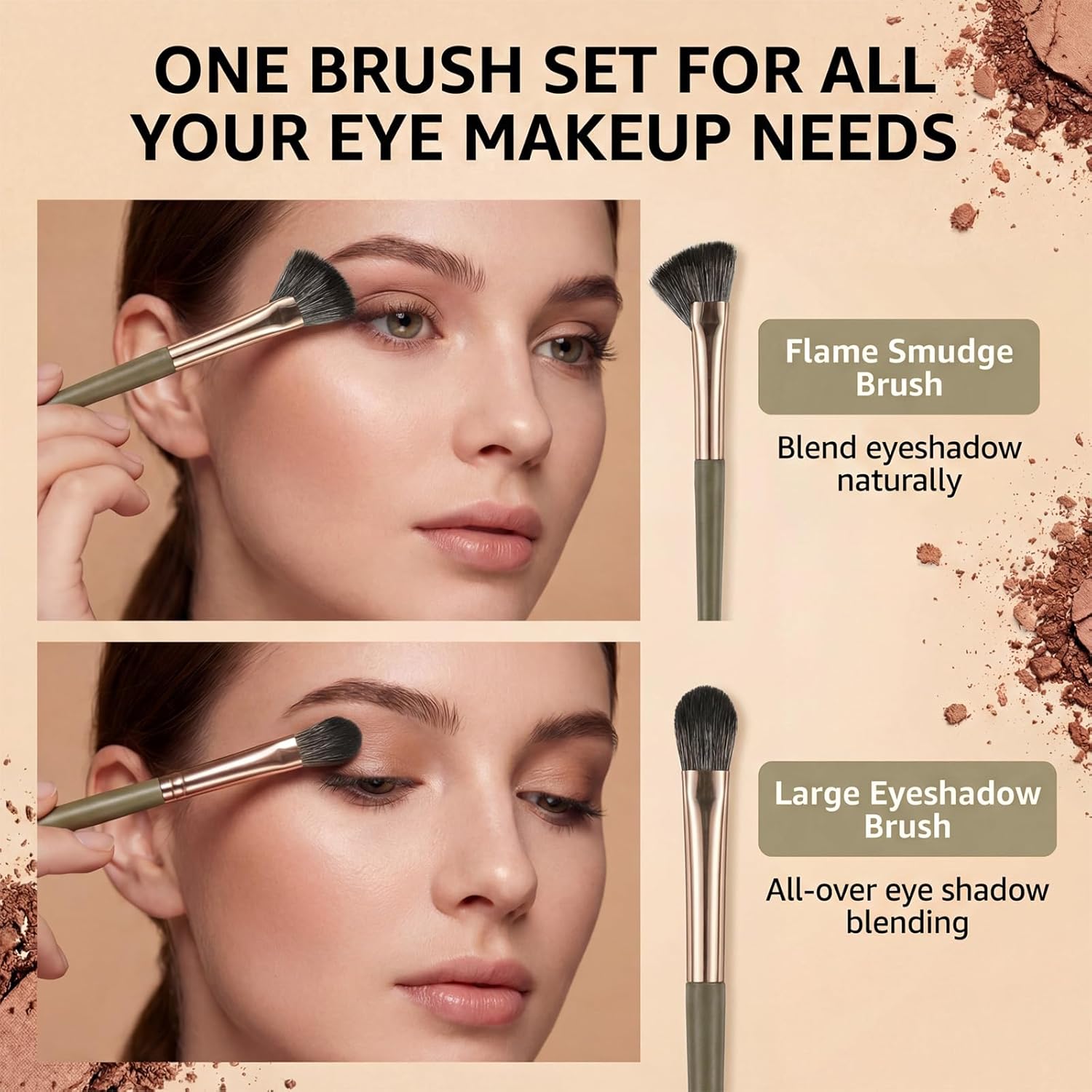 Eye Makeup Brush Set, 5 Pcs Eye Shadow Brushes Set Professional Eyeshadow Makeup Blending Brushes with Synthetic & Wood Handle Angled Eyeshadow Brush for โ image 3