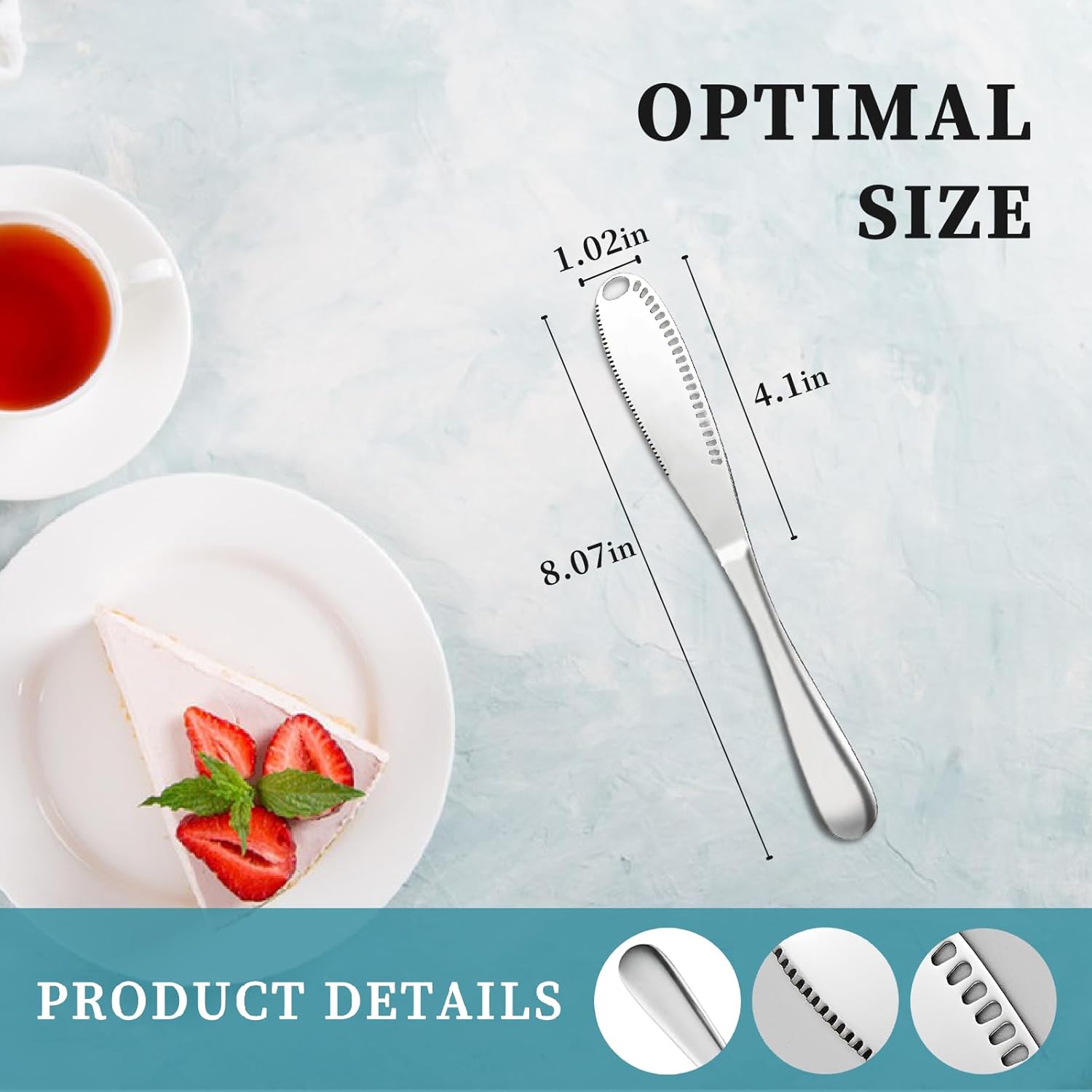 2 Pack 3-in-1 Stainless Steel Butter Spreader with Holes Cold Butter Knife Suitable for Cheese Peanuts — image 2
