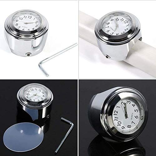 Motorcycle Handlebar Mount Clock,7/8 1" Waterproof Handlebar Dial Clock Watch ,Motorcycle Handlebar Clock & Thermometer — image 3