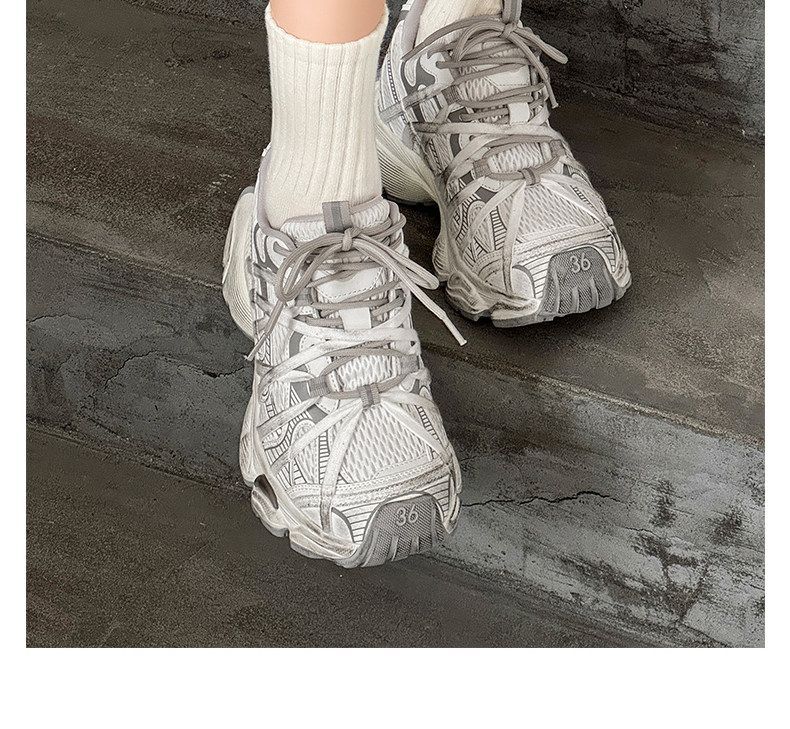 Chunky Sneakers Dad Shoes Thick Sole Sneakers High Street Sneakers Platform - Silver - Size 6(AU6/EU39) — image 6
