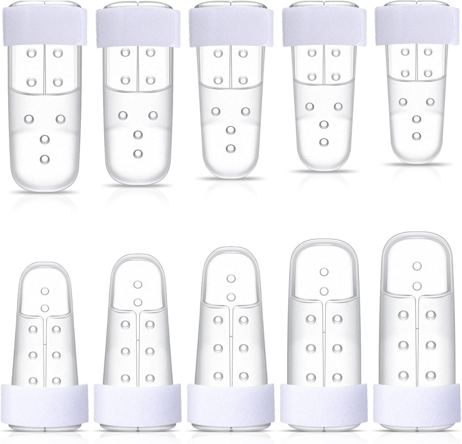 10 Pcs Mallet Finger Splint, 5 Sizes Finger Support Brace Stabilizer Straightener Plastic Fingertip Protectors Arthritis Knuckle Immobilization for Thumb Pinky