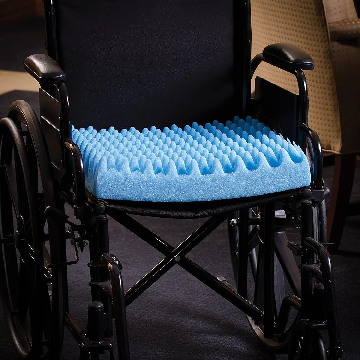 Egg Crate Foam Seat Cushion for Back Pain and Sciatica Relief, Chair Car Seat Office Wheelchair Pad, 19x19x3 Inch Blue โ image 5