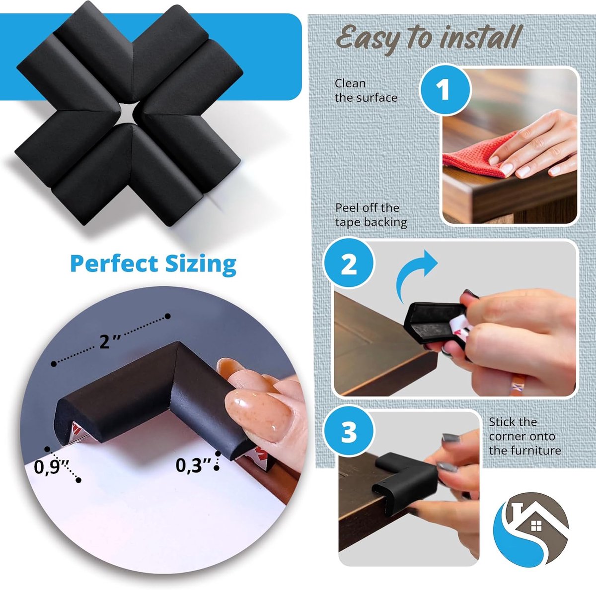 Furniture Corner Protectors - 8 Corners - Baby Corner Protectors - Self-adhesive Soft Rubber - Foam Protectors - Pre-glued - Baby and Child Protection Set — image 5