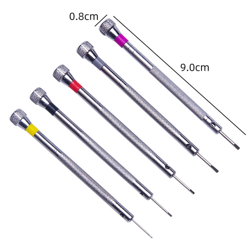 5Pcs Steel Screwdriver for Watch Repair Eyeglasses Repair Compact Size 9x0.8cm — image 2